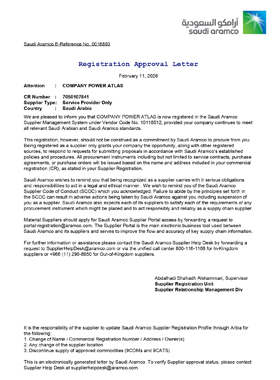 Saudi Aramco Approval Letter